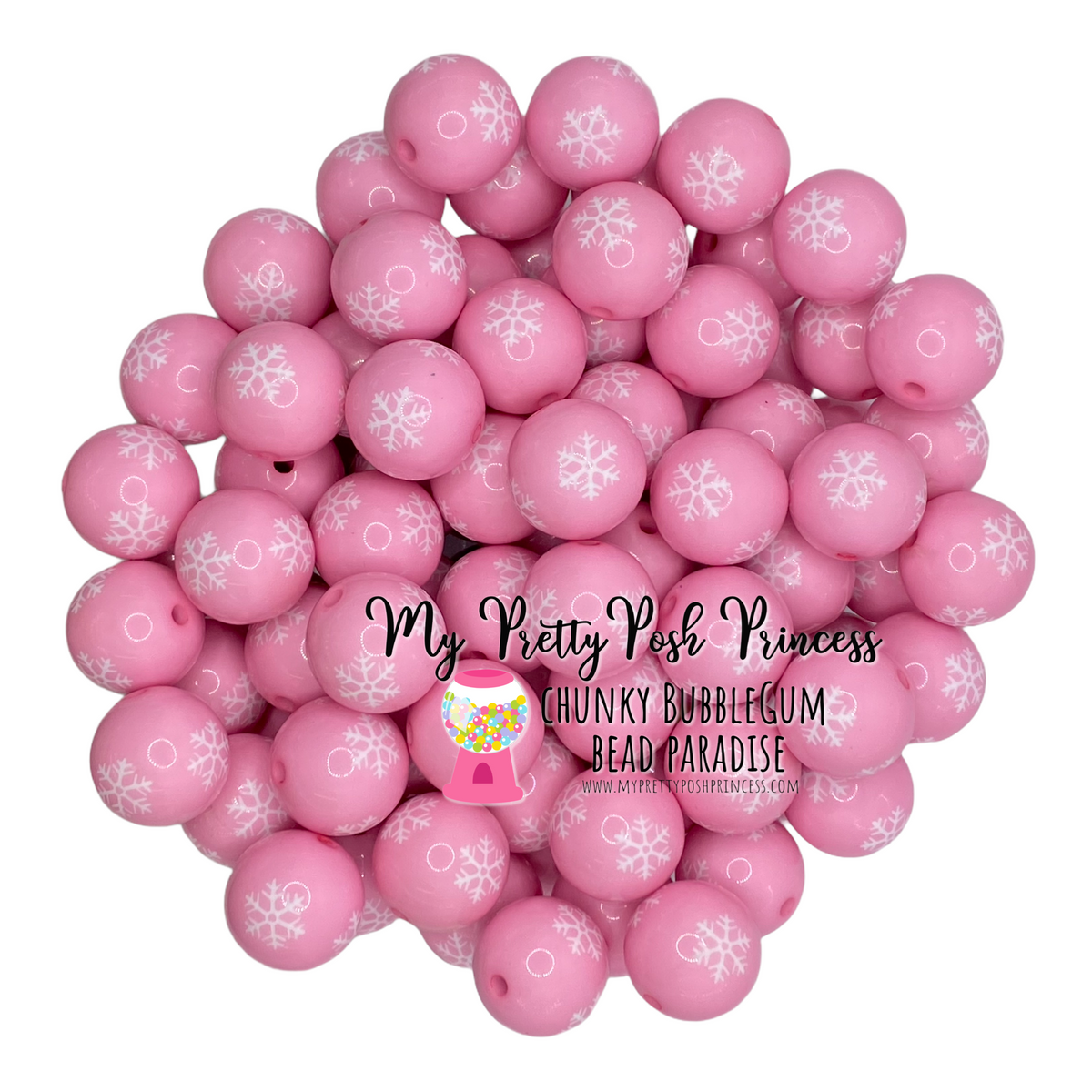 W342- 20mm Pink Snowflake Acrylic Beads (1 Count)