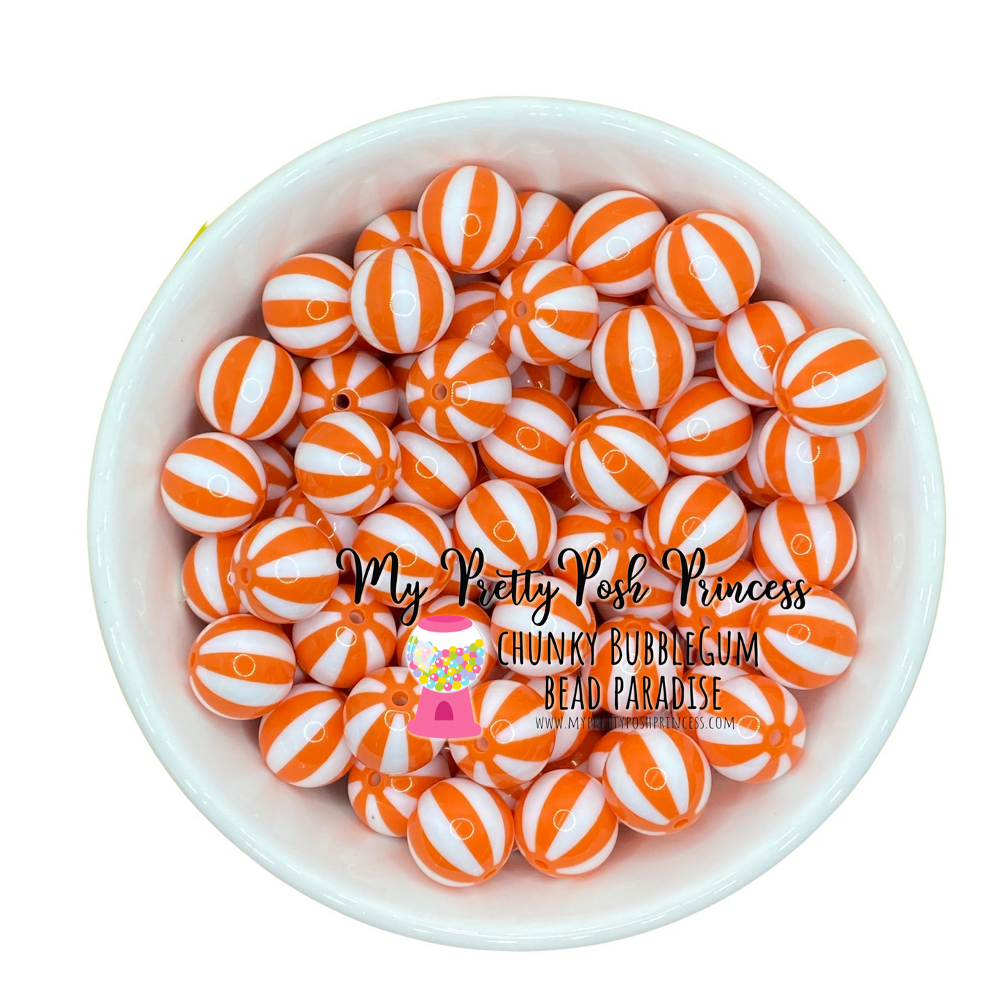 #818 - 20mm Orange "Beach Balls" Acrylic Beads (1 Count)