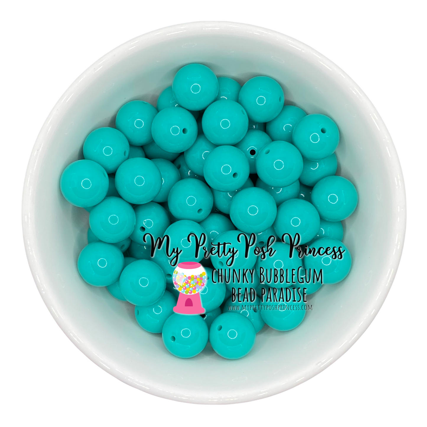 #52 - 12mm Cyan Solid Acrylic Beads (20 Count)