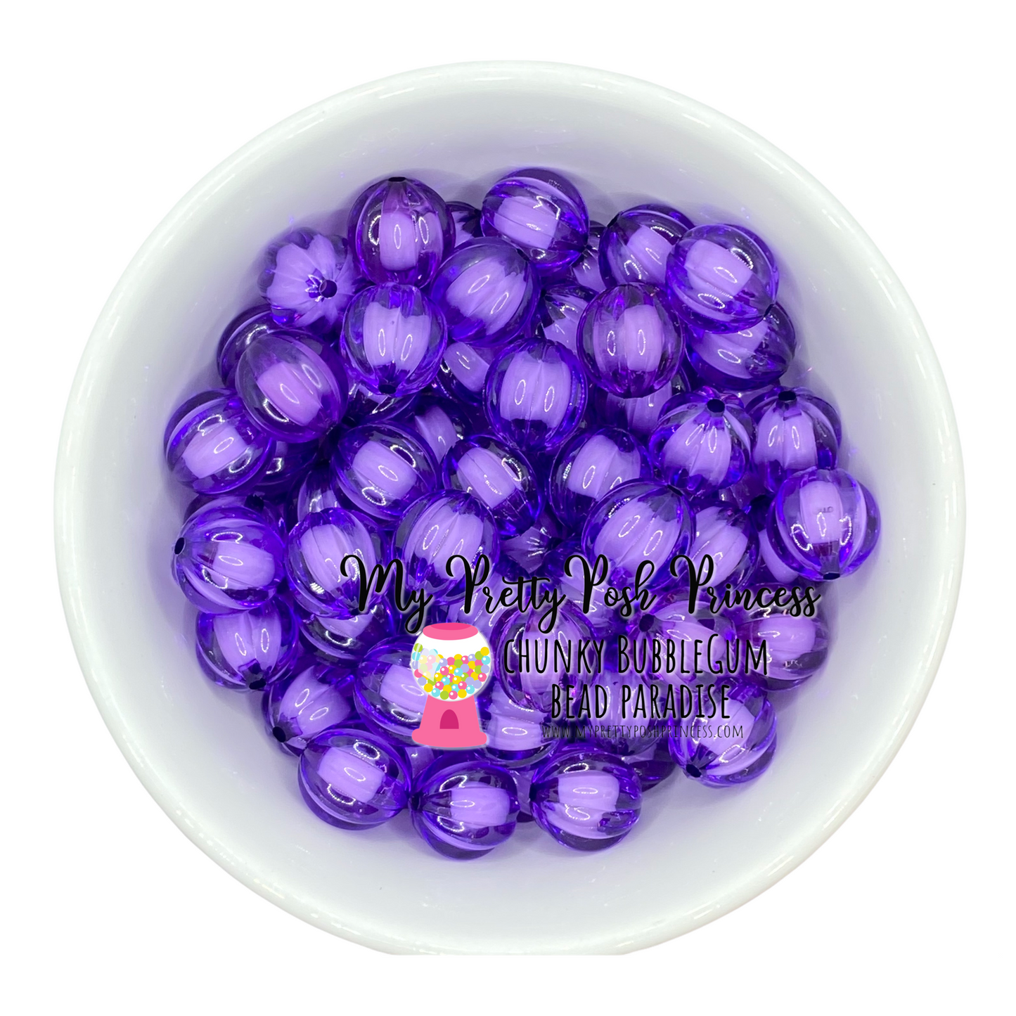w44- 12mm Purple "Watermelon" Acrylic Beads (20 Count)
