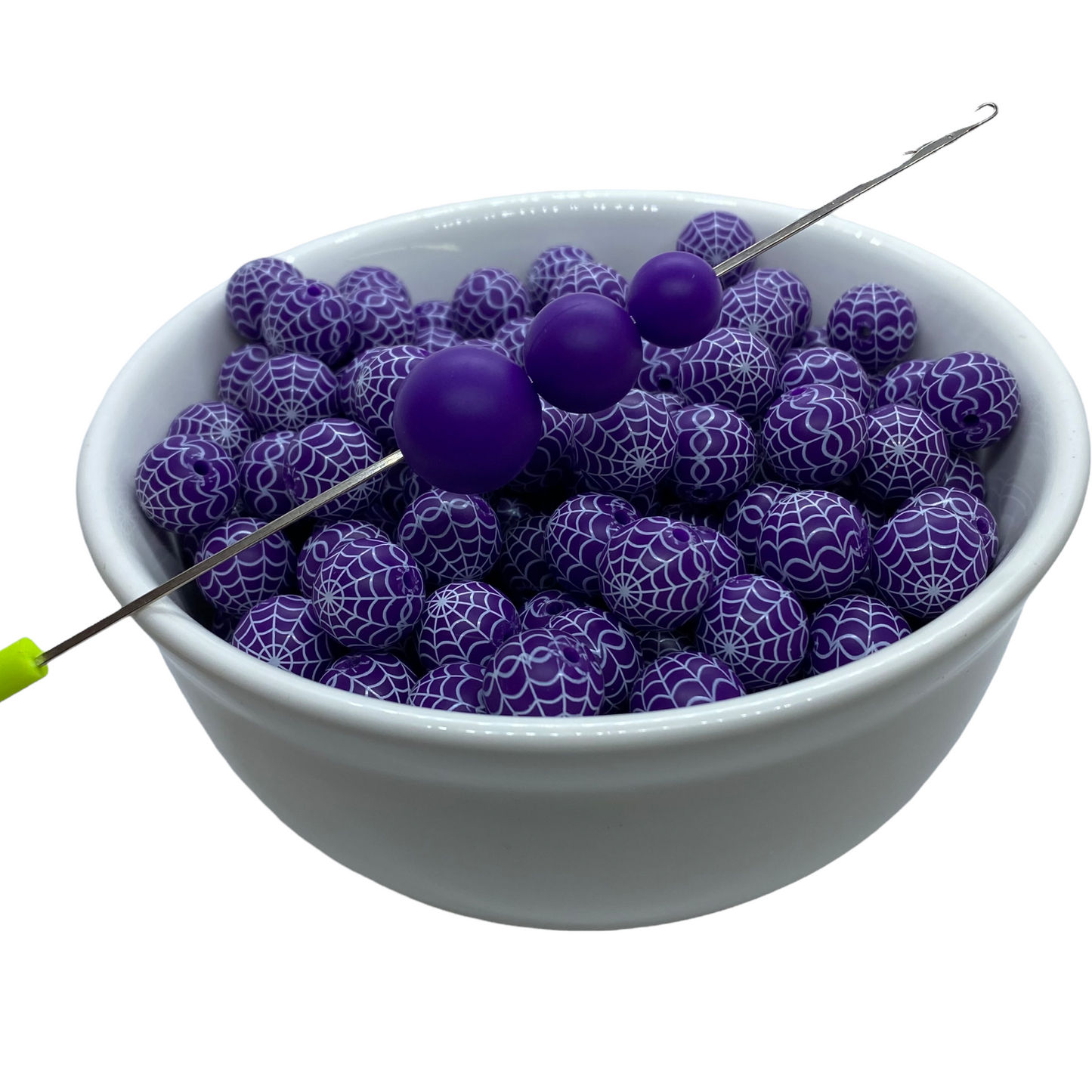 A-6036- 15mm Classic Purple Webs Silicone Beads