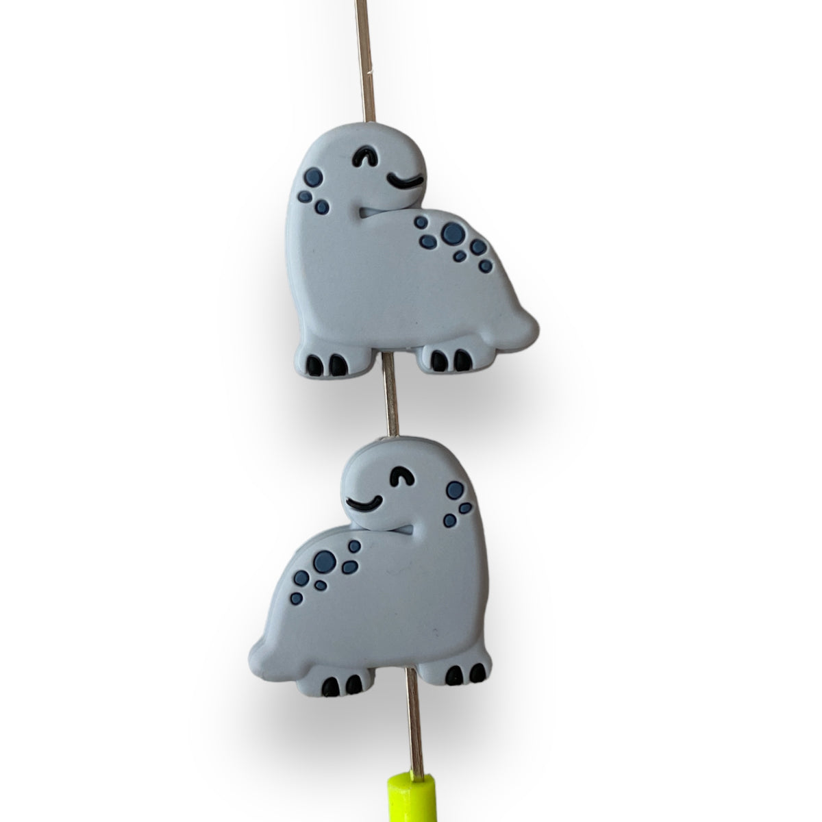 T375- “Gray Dino” Silicone Focal Bead (1 Count)