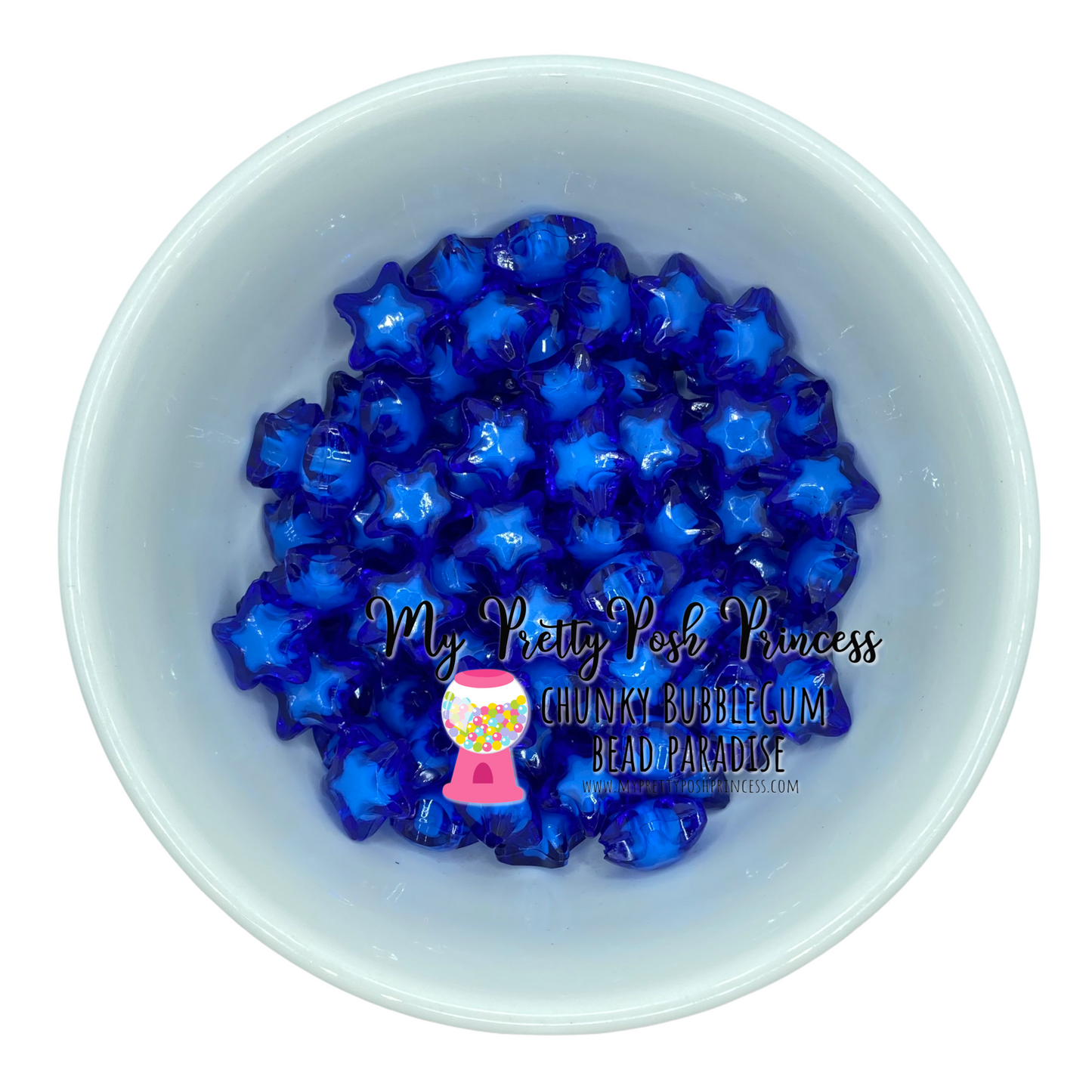 W362- 20mm Blue Star Acrylic Beads (1 Count)