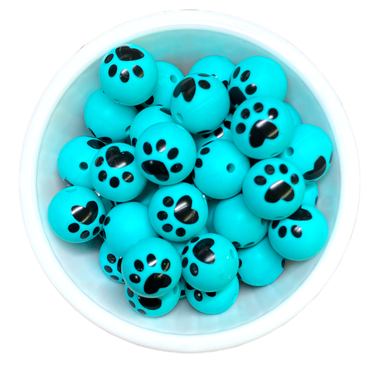 T27- 15mm “Aqua Paw” Double Sided Silicone Beads