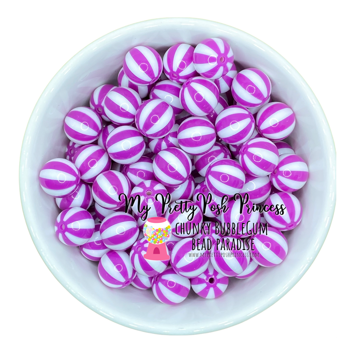 #830 - 20mm Purple "Beach Balls" Acrylic Beads (1 Count)