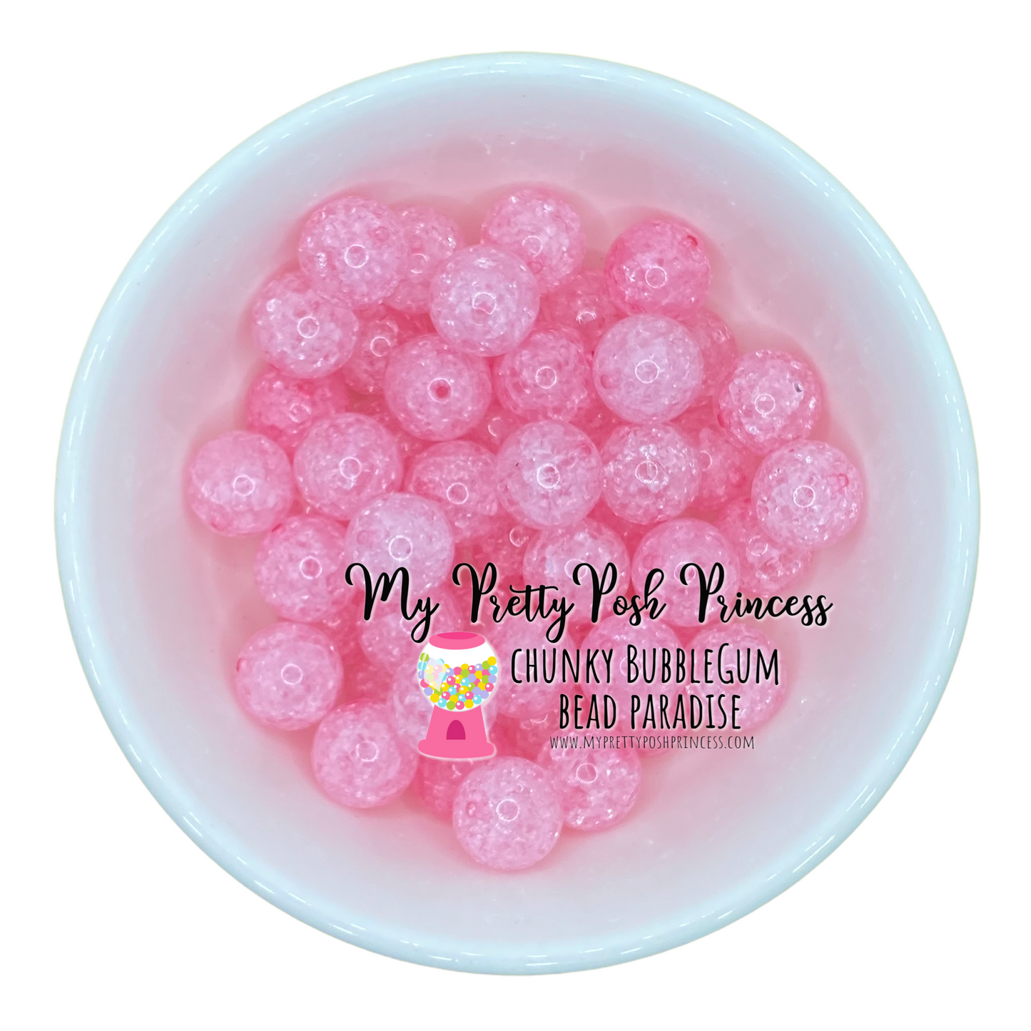 #608 - 20mm Light Pink "Crackle" Acrylic Beads (1 Count)