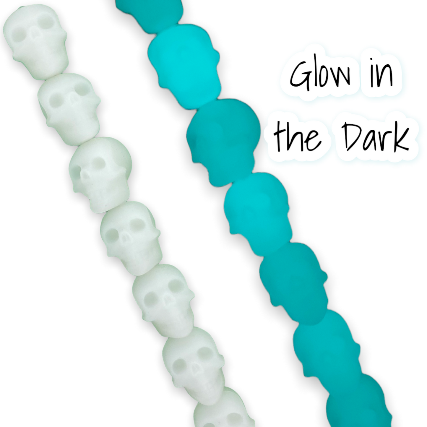 h841 - Glow in the Dark Skull Silicone (1 Count) Focal Bead