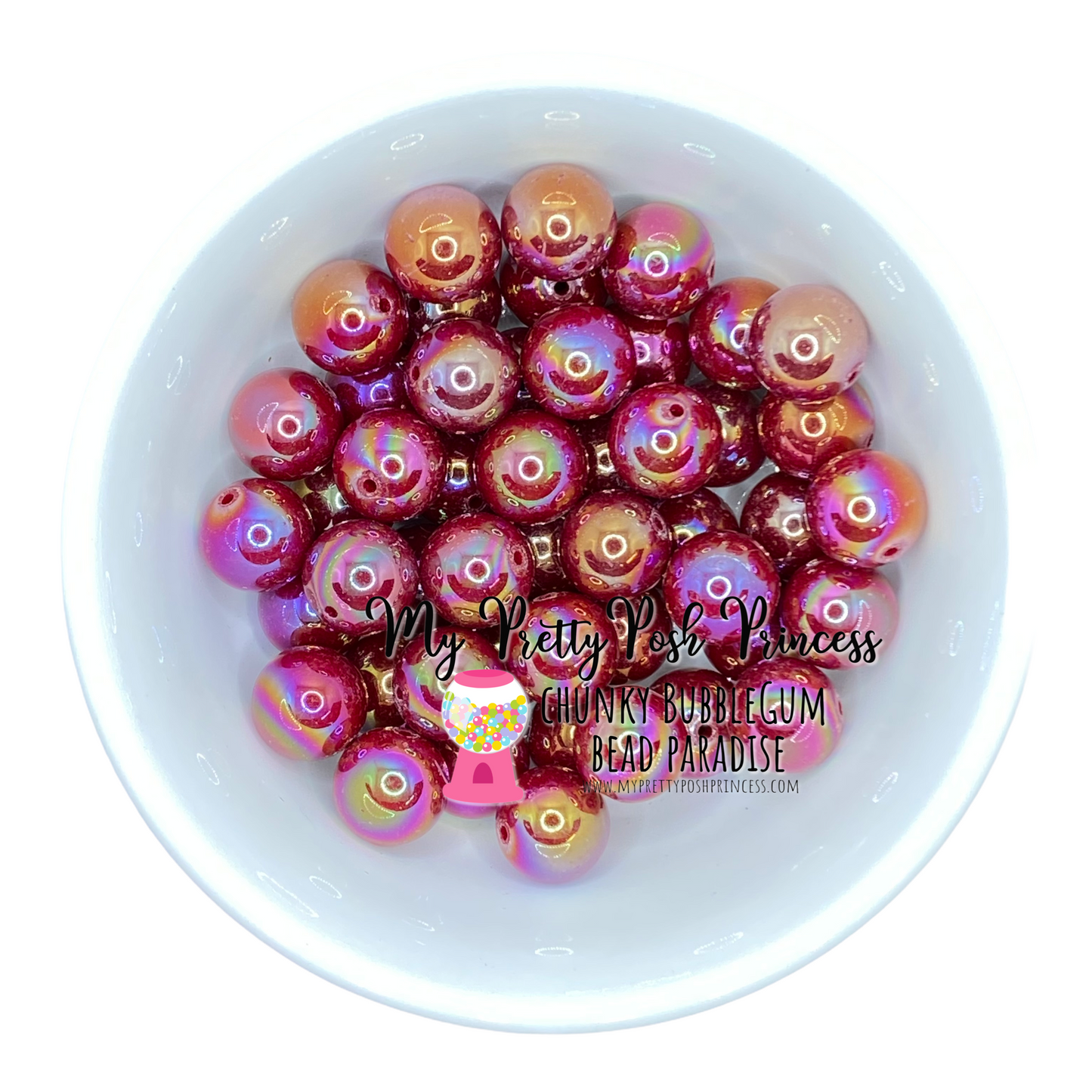 #469- 20mm Dark Red AB SolidAcrylic Beads (1 Count)