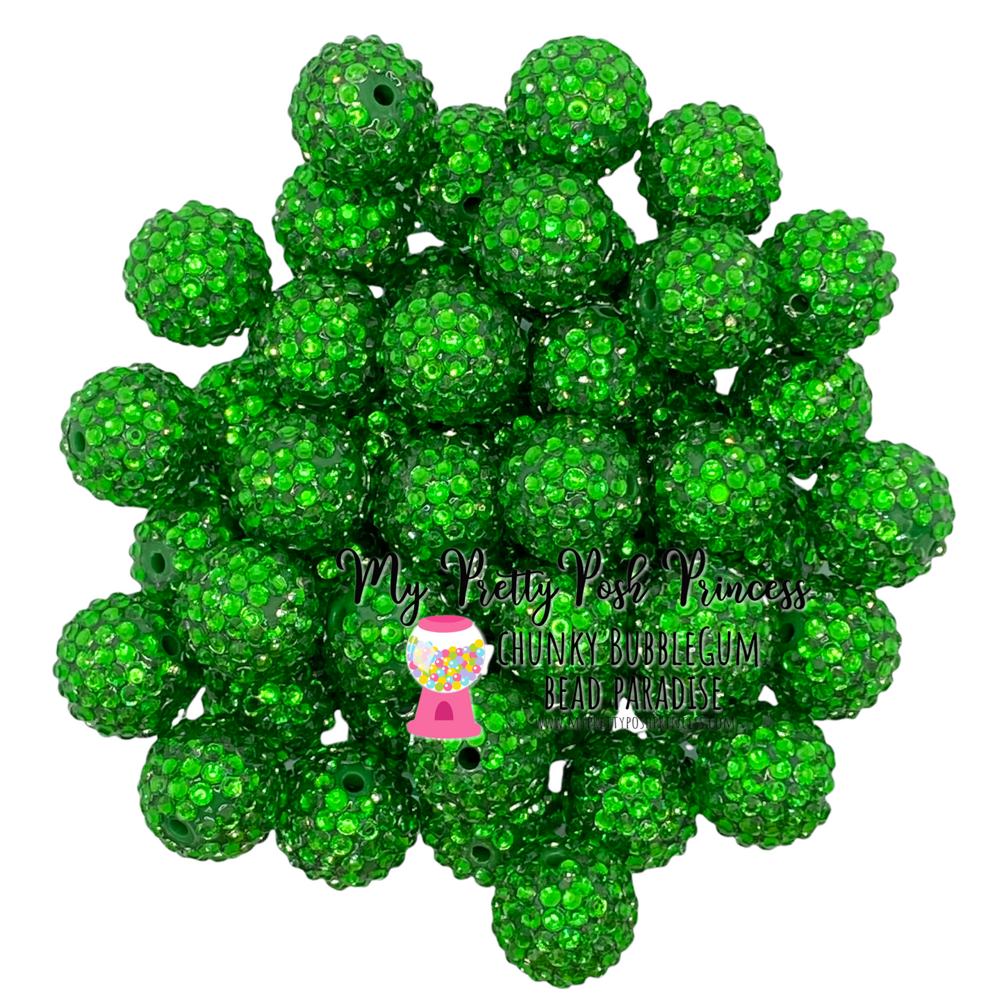 #1063 - 20mm Christmas Green Rhinestone Beads (1 Count)
