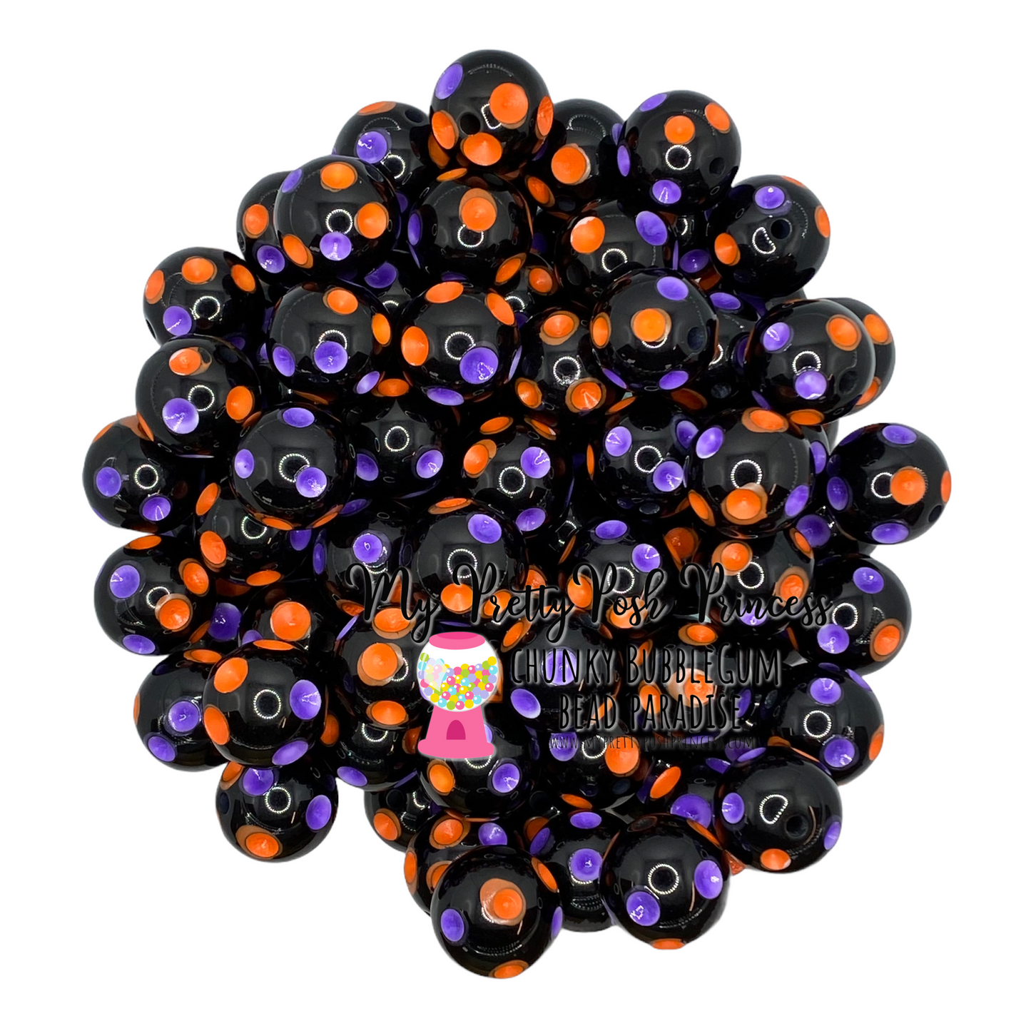 #968 - 20mm Halloween Polka Dots Acrylic Beads (1 Count)