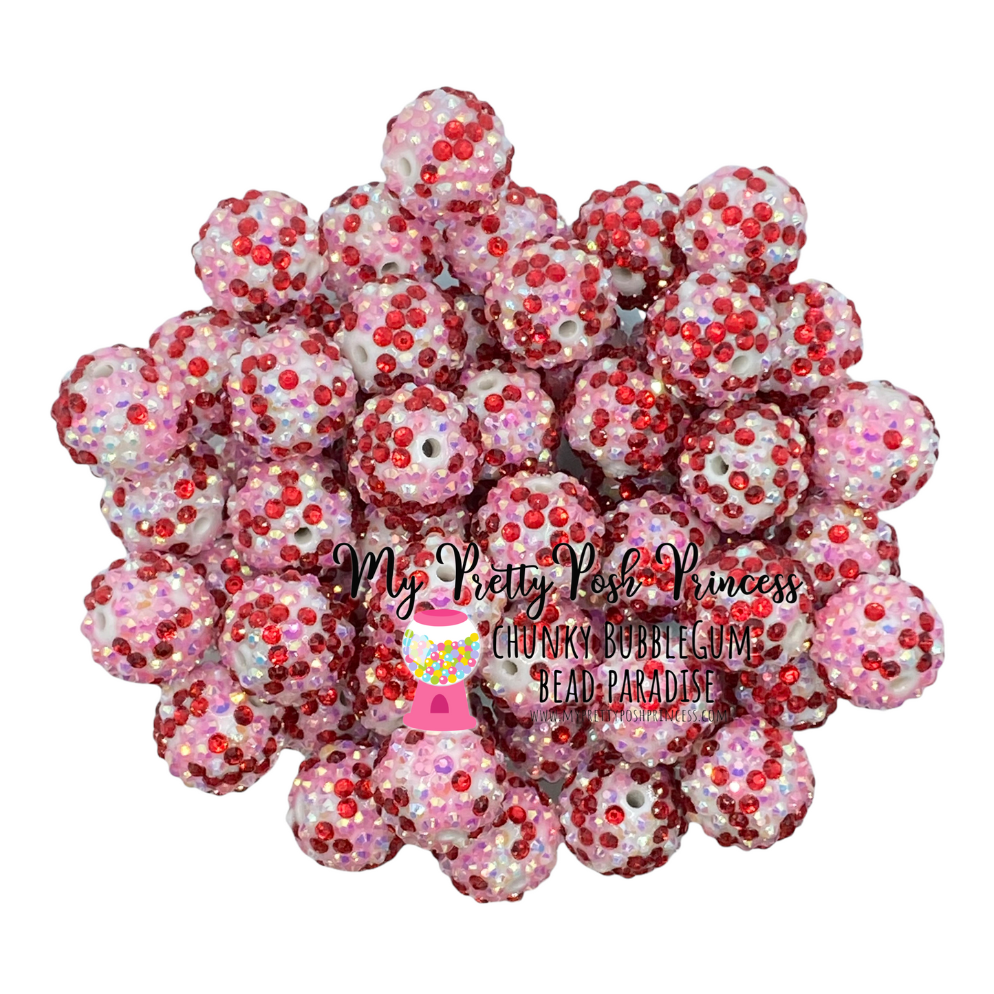 #1172 - 20mm Valentines Day Confetti Rhinestone Beads (1 Count)