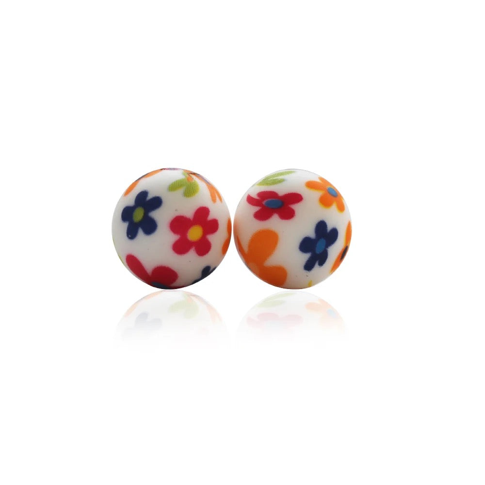 #739 - 15mm “Groovy Flowers” Silicone Beads
