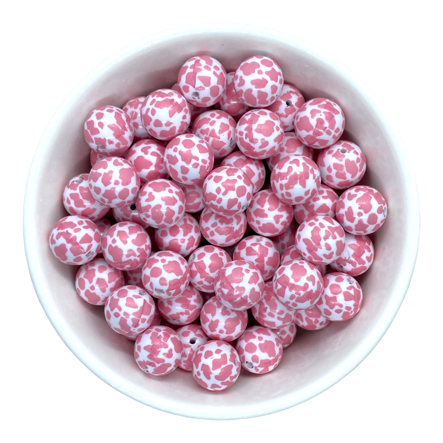 #536 - 20mm Pink Cow Animal Print Acrylic Beads (1 Count)