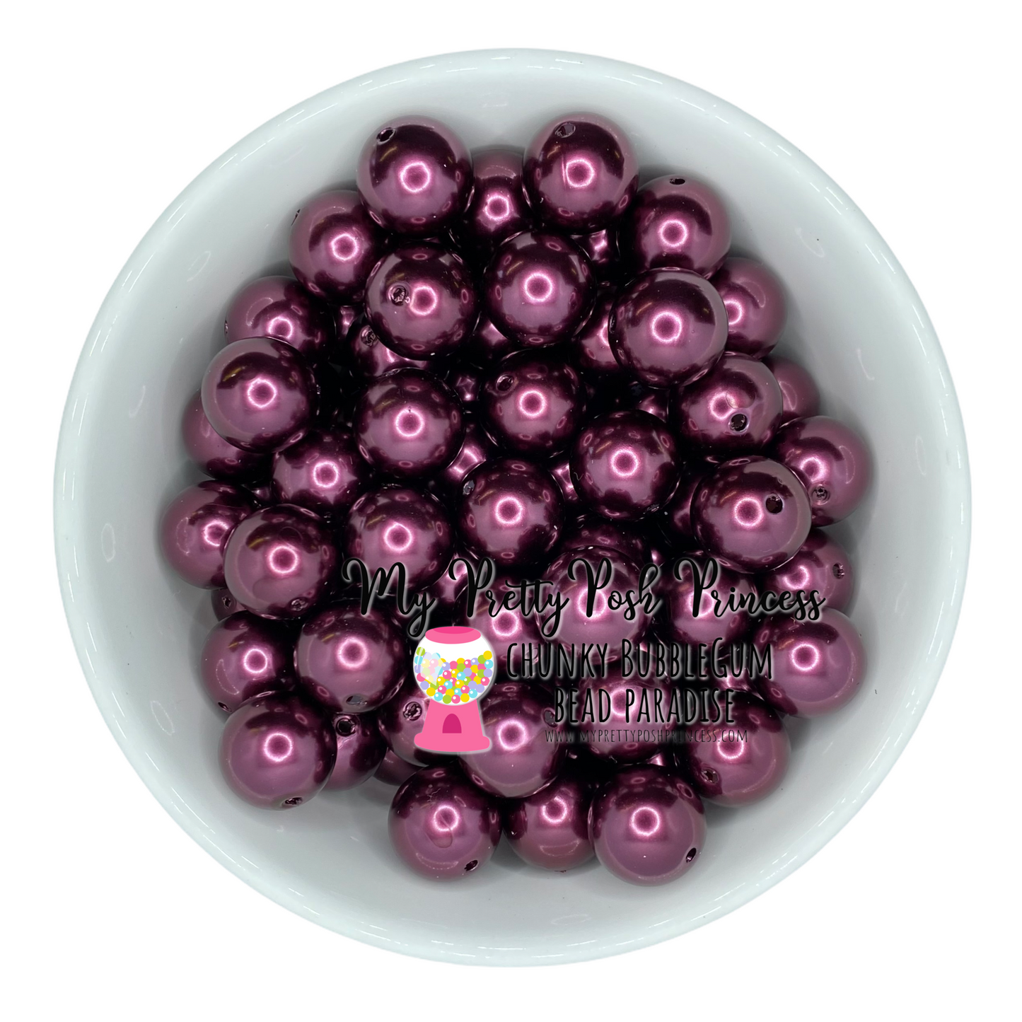 #88 - a42- 12mm Maroon Pearl Acrylic Beads (20 Count)