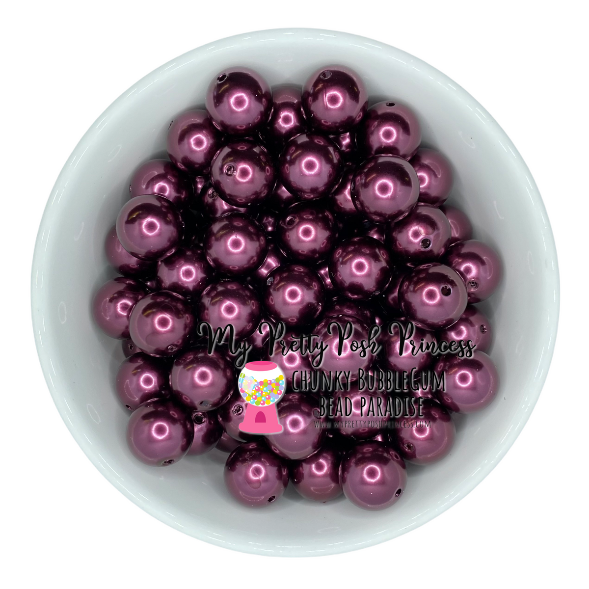 W308- 20mm Burgundy Galaxy Pearlescent Chunky Bubble Gum Acrylic