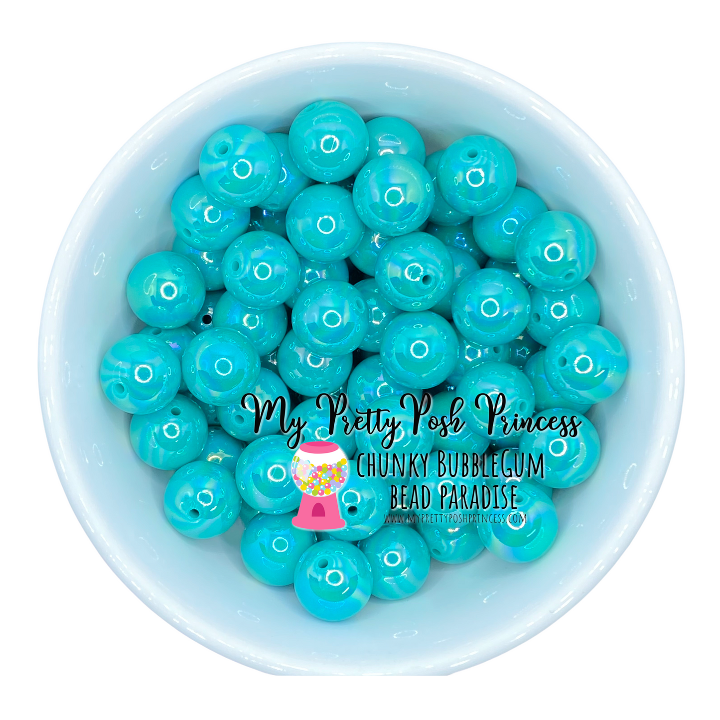 #321- 12mm Teal AB Solid Acrylic Beads (20 Count)