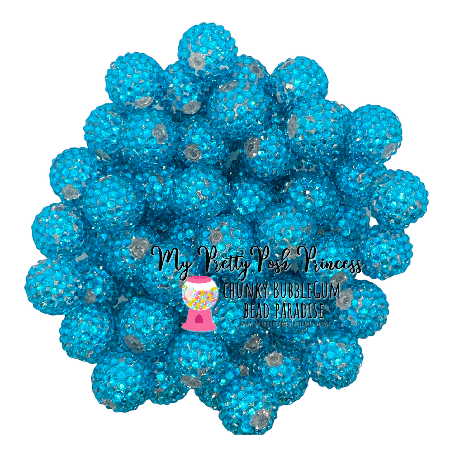 #187 - 12mm Turquoise Rhinestone Acrylic Beads (20 Count)