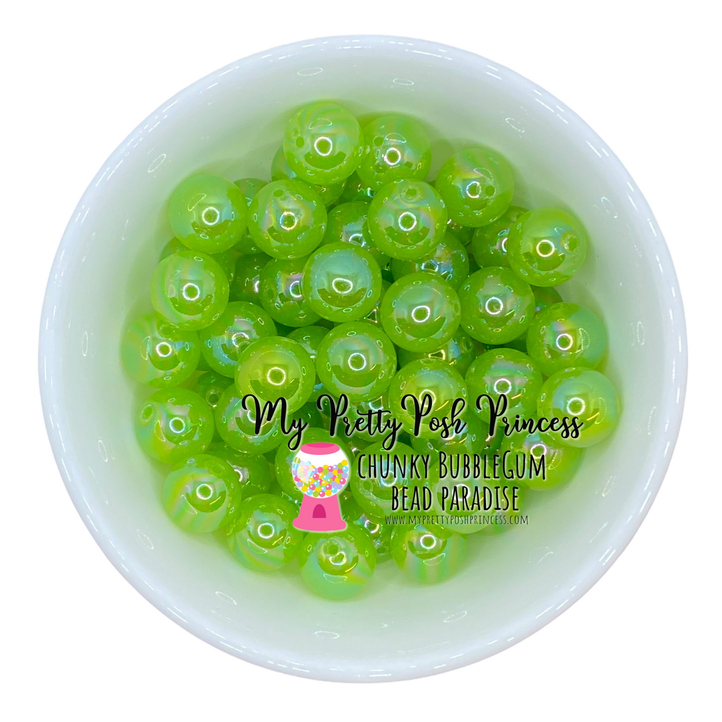 #642 -20mm Lime Jelly Bubbles Acrylic Beads (1 Count)