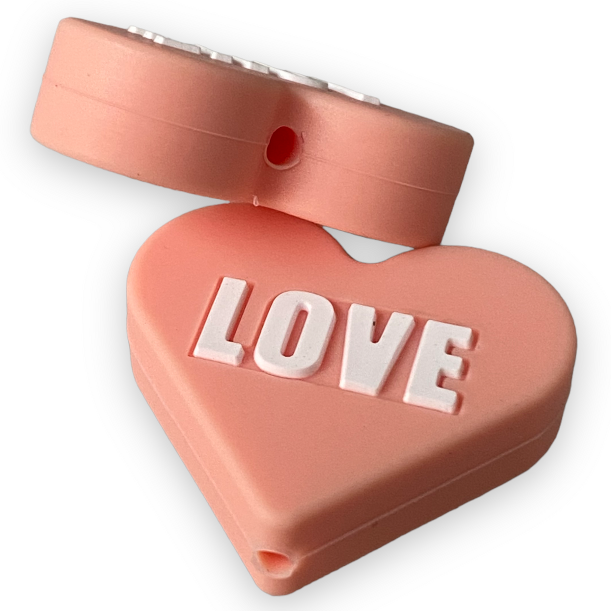 h840- “LOVE” Candy Heart Silicone Focal Bead (1 Count)
