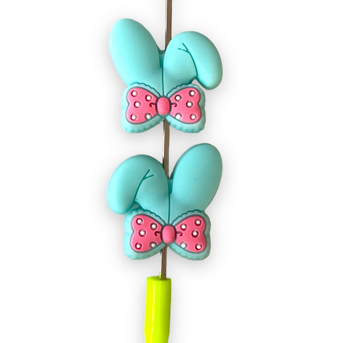 h856 - Light Aqua Bunny Ears Focal Bead Silicone Focal Beads (1 Count)