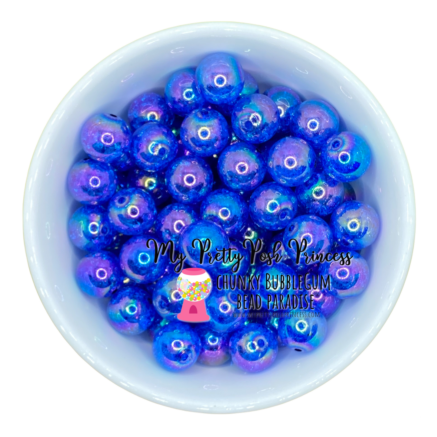 w62- 12mm Royal Blue "Crackle AB" Acrylic Beads (20 Count)