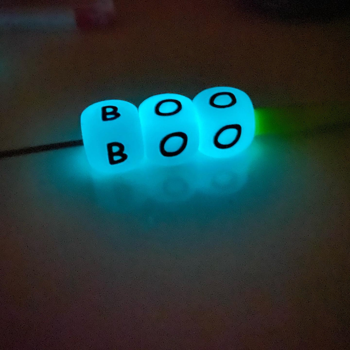 CK- 70 - “BOO” Glow In The Dark 12mm x 12mm Word Set (3 Pieces)