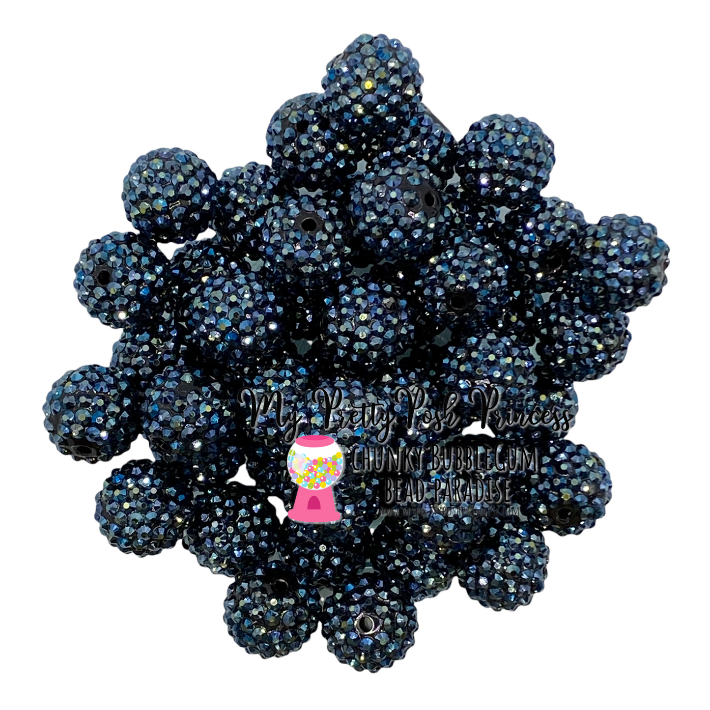 #1151 - 20mm Navy Blue AB Rhinestone Beads (1 Count)