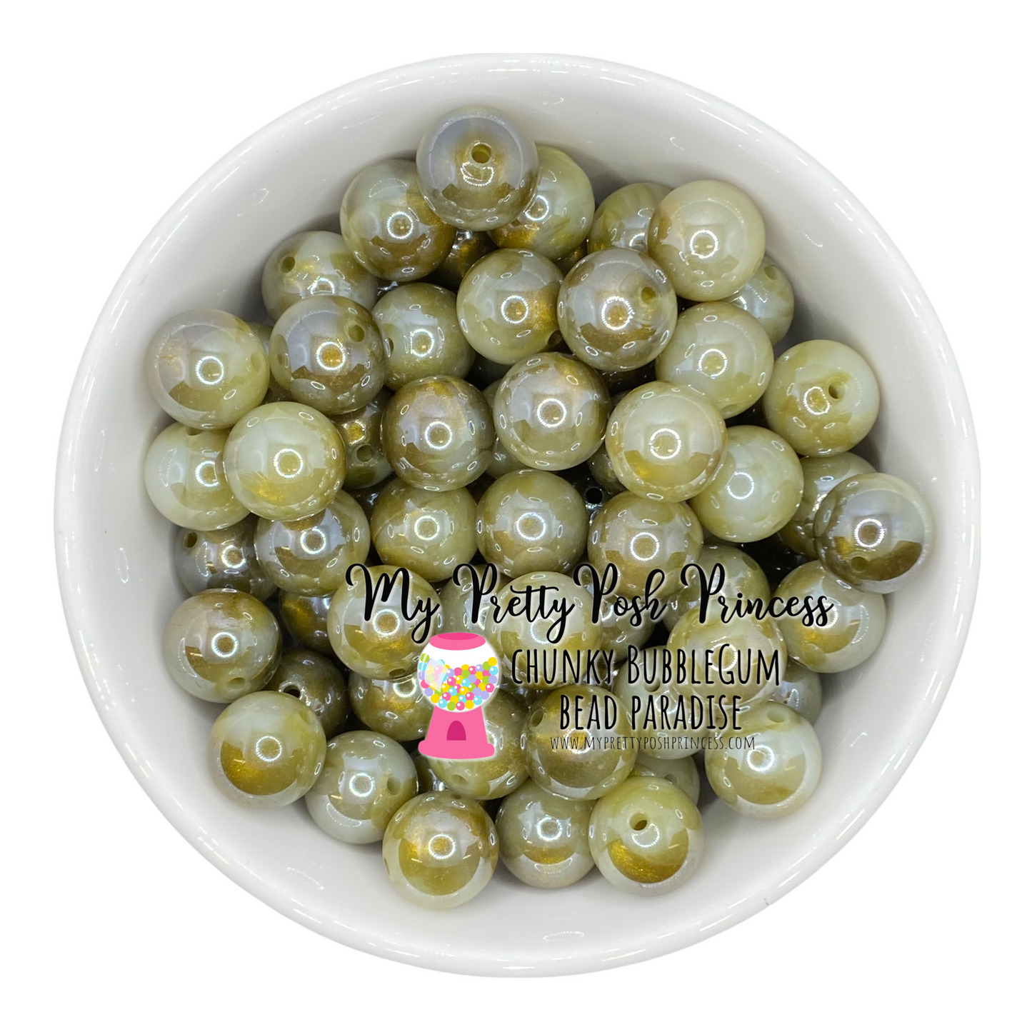 W310- 20mm Olive Galaxy Pearlescent Acrylic Beads (1 Count)