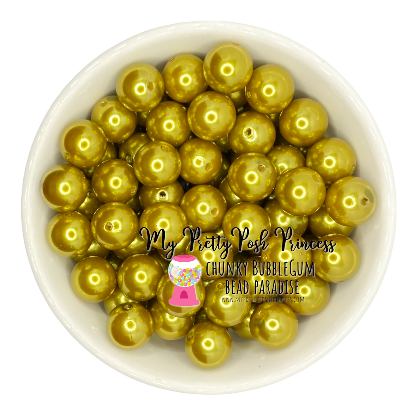 #384 - A26- 20mm Olive Green Pearl Acrylic Beads (1 Count)