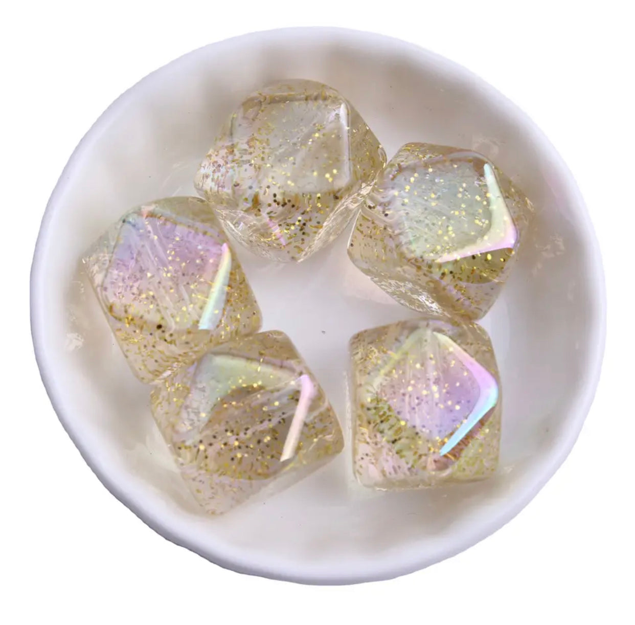 #893 - 20mm Gold Jelly Cube Acrylic Beads (1 Count)