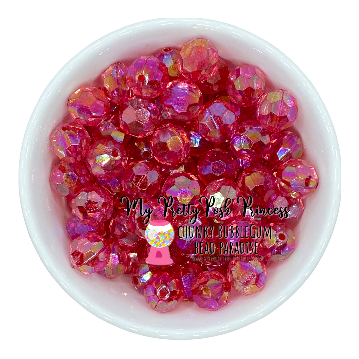 #928 - 20mm Red Faceted AB Acrylic Beads (1 Count)