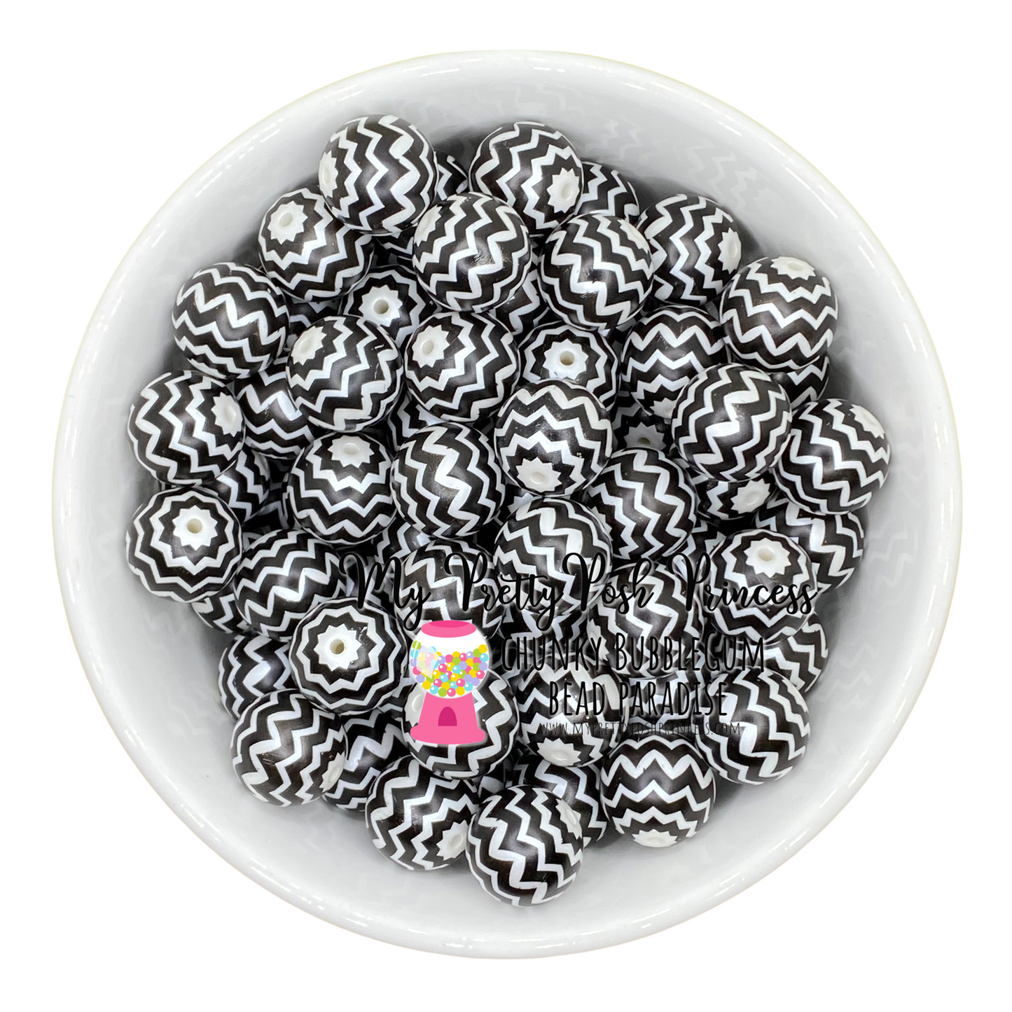 #805 - 20mm Black "Chevron" Acrylic Beads (1 Count)