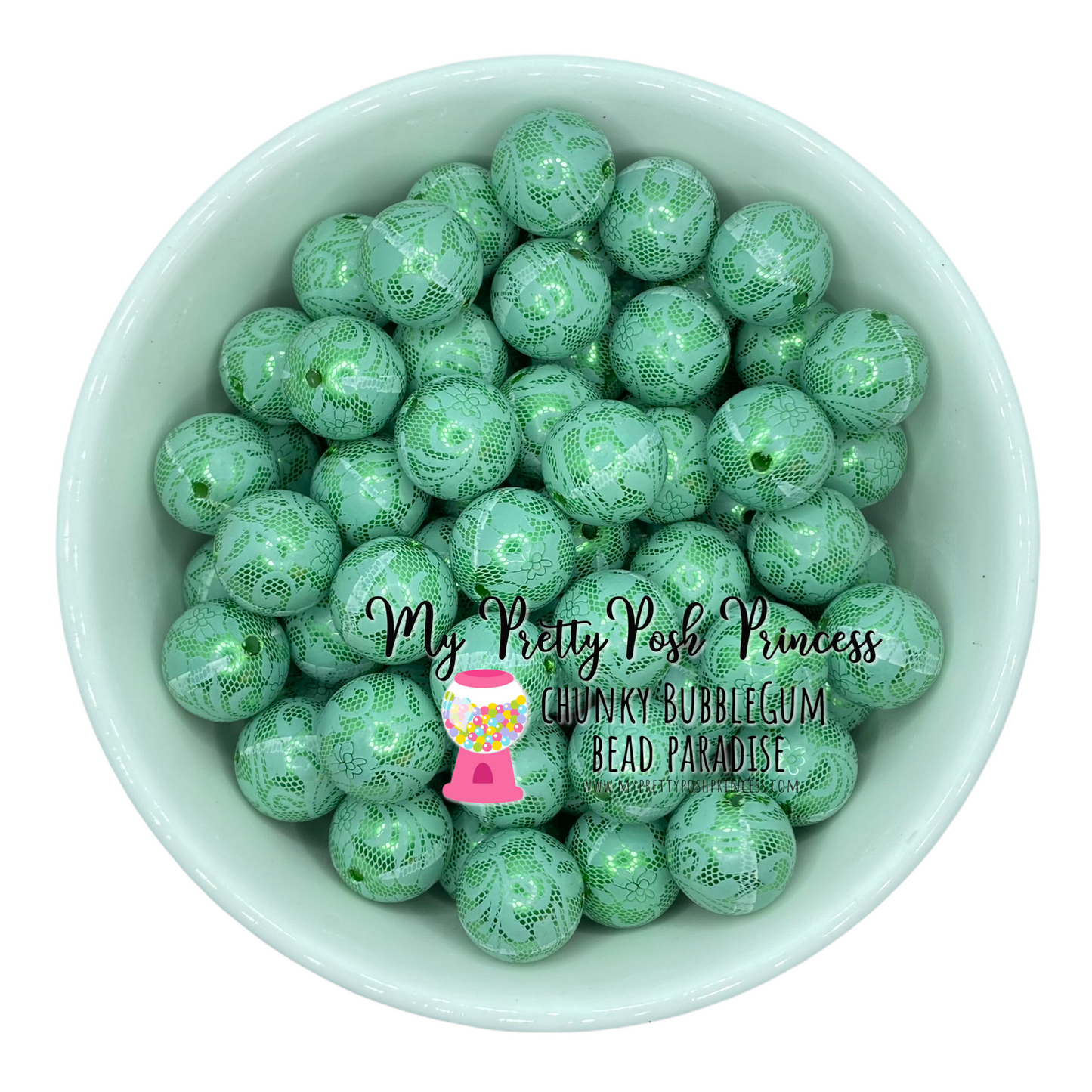 #867 - 20mm Green “Pearl Lace" Acrylic Beads (1 Count)