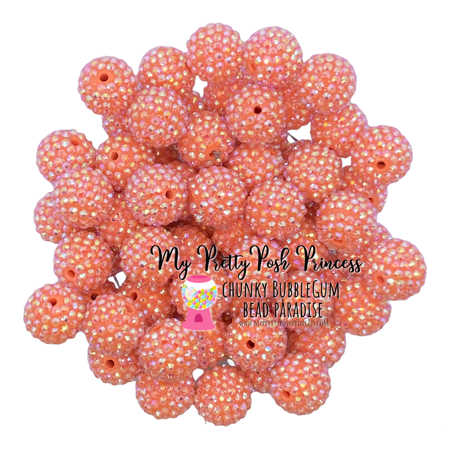 #1080 - 20mm Dark Coral AB Rhinestone Beads (1 Count)