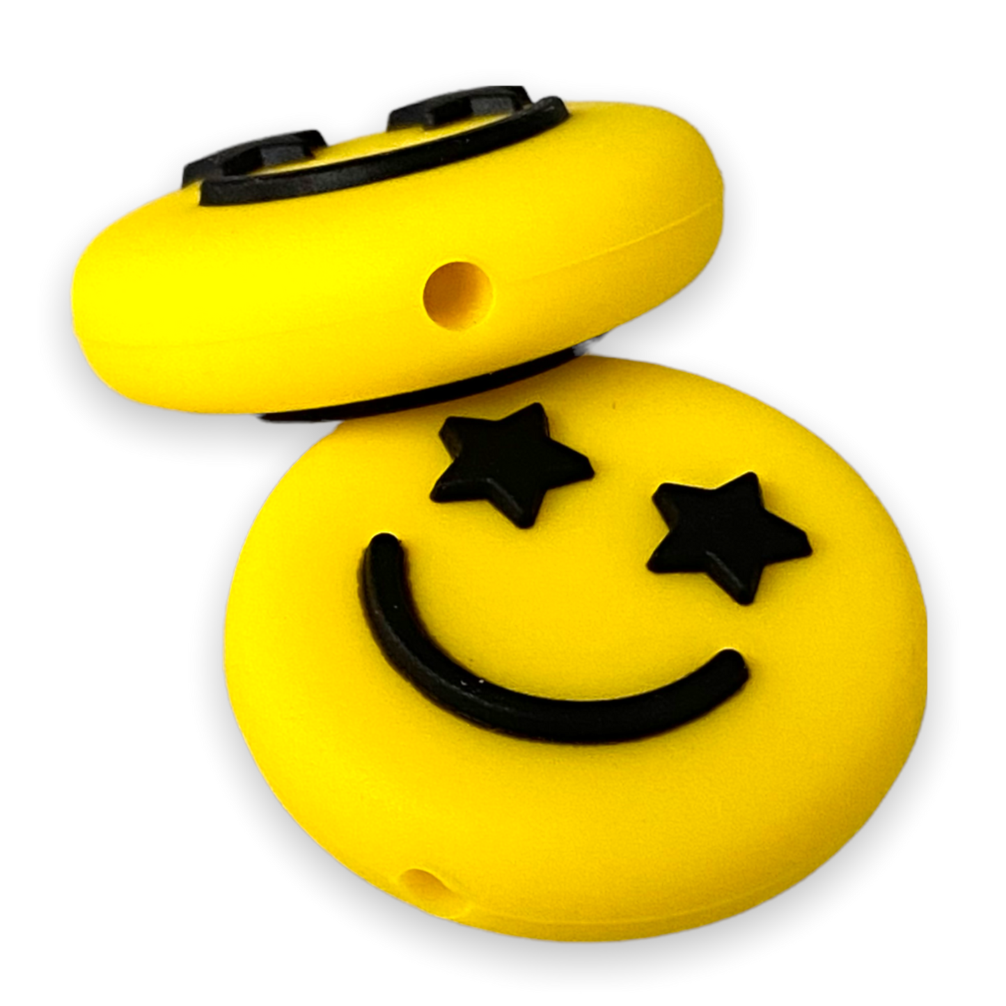 T418 - Yellow Happy Focal Silicone Beads (1 Count)
