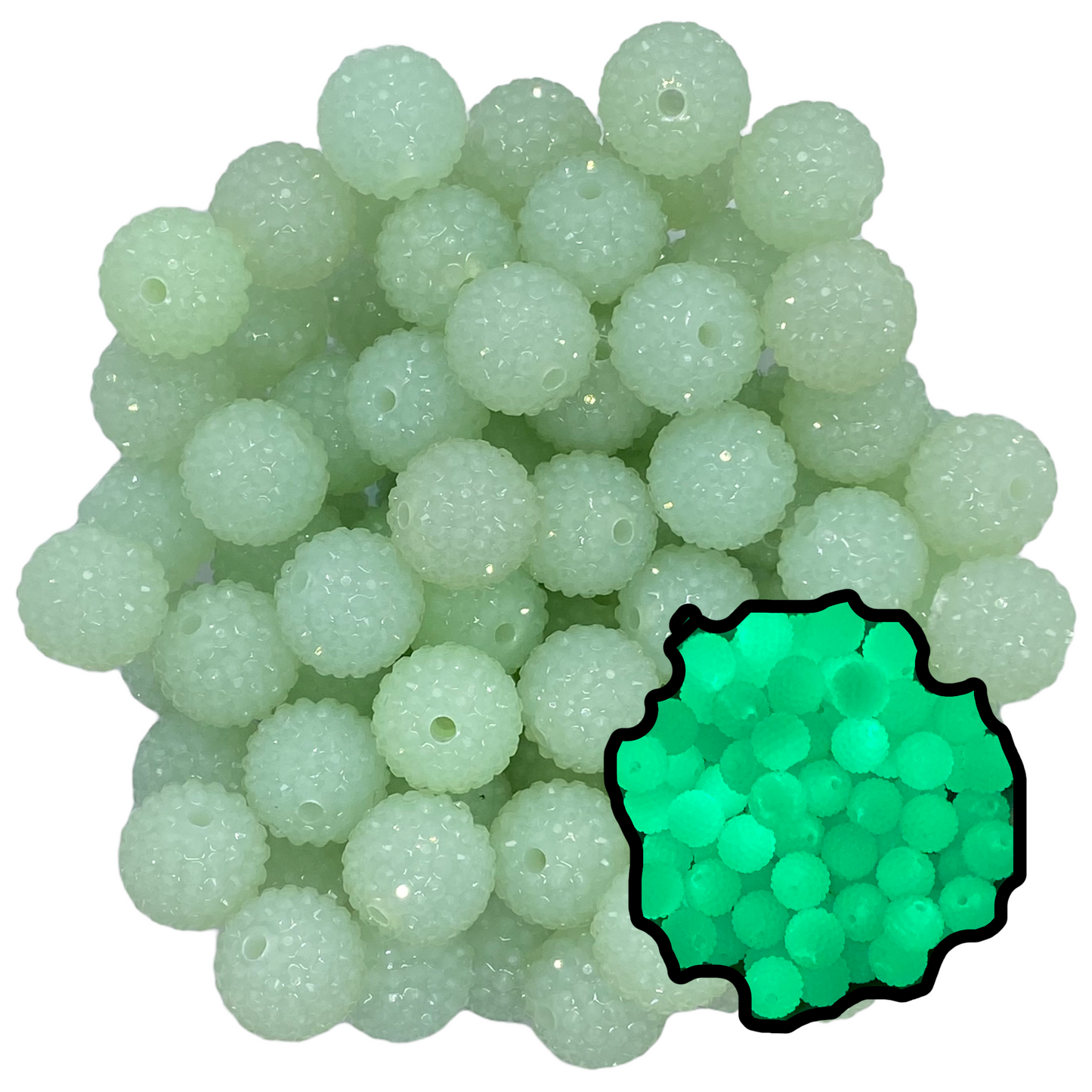 #274 - 12mm Glow In The Dark Jelly Rhinestone Acrylic Beads (20 Count)