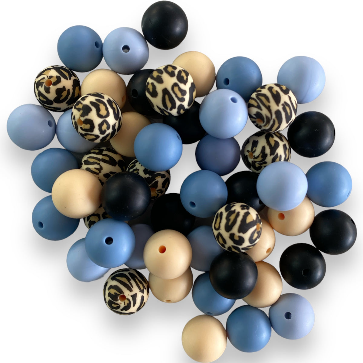 CK- 223 - 15mm A-03 Blues 50 Count Mixed Pack Silicone Beads