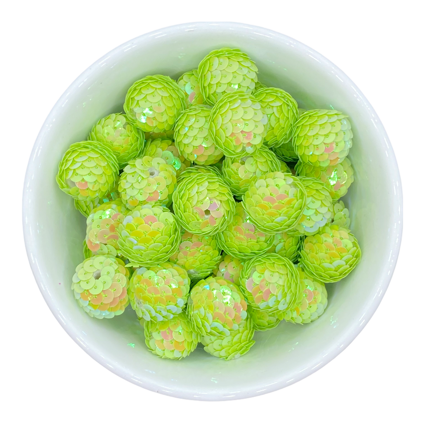 W316- 20mm Lime Sequin Acrylic Beads (1 Count)