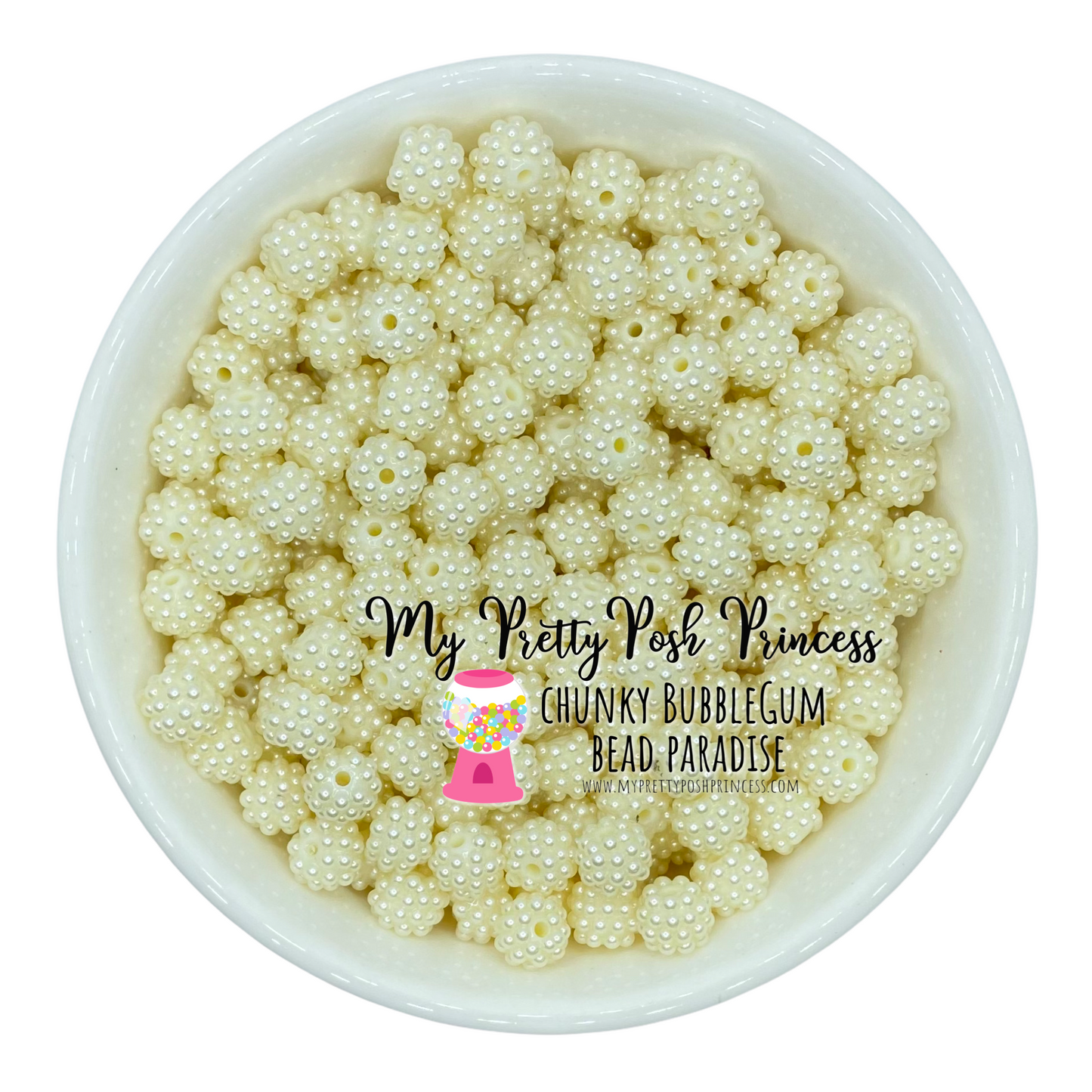 #264 - 12mm Ivory Pearl Rhinestone Acrylic Beads (20 Count)