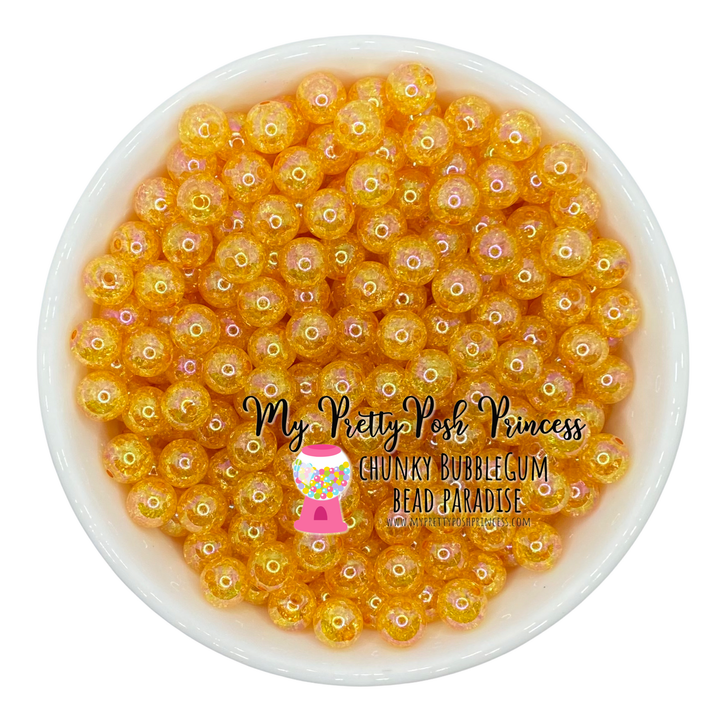 w67- 12mm Mustard "Crackle AB" Acrylic Beads (20 Count)