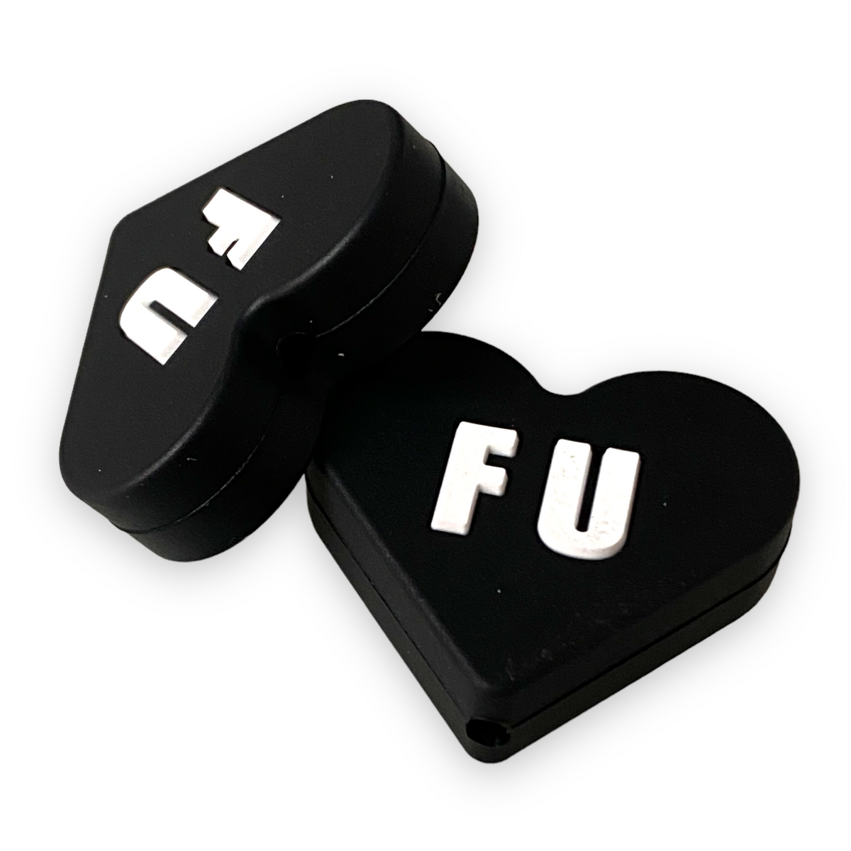 h851 - “FU” Candy Heart Silicone Focal Bead (1 Count)