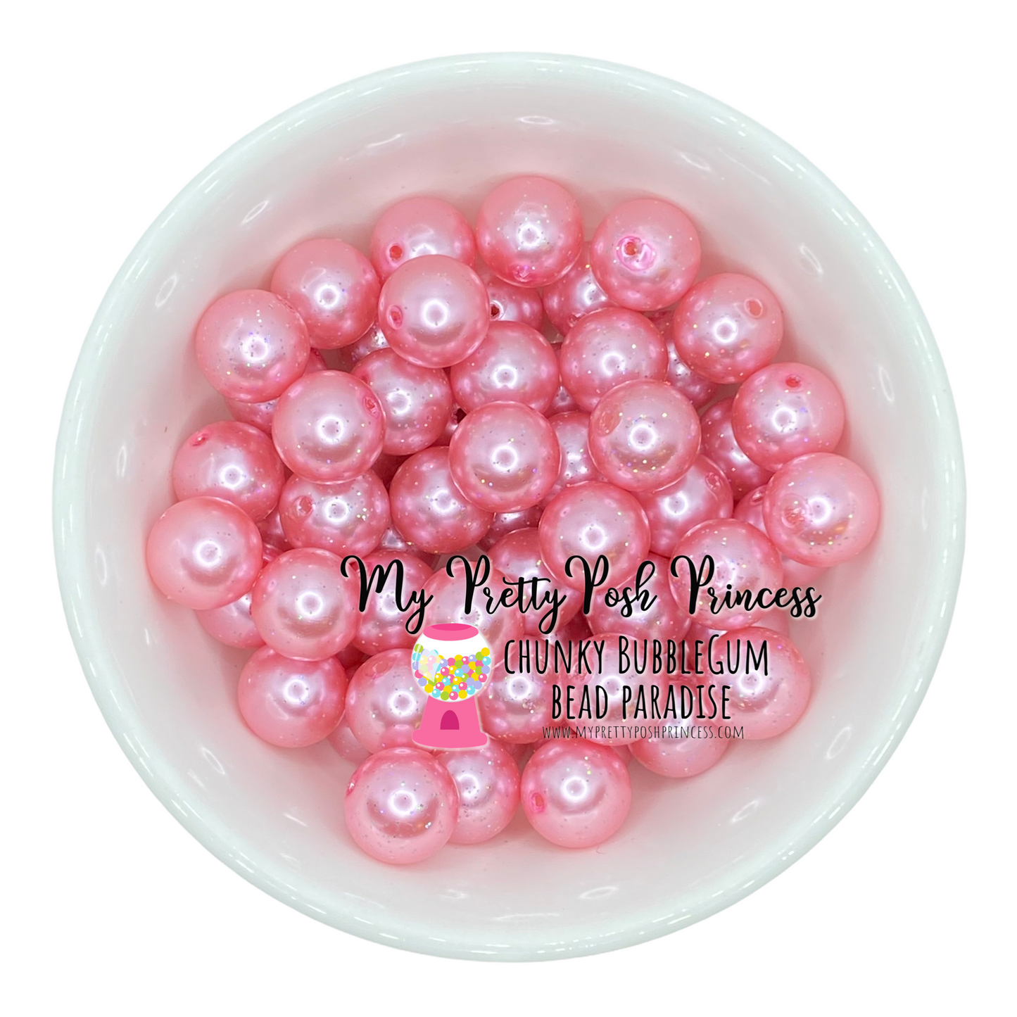 #173 - 12mm Light Pink Glitter Pearl Acrylic Beads (20 Count)