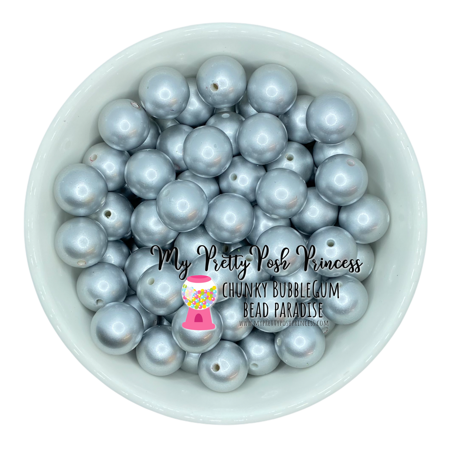#99 - a59- 12mm Matte Silver Pearl Acrylic Beads