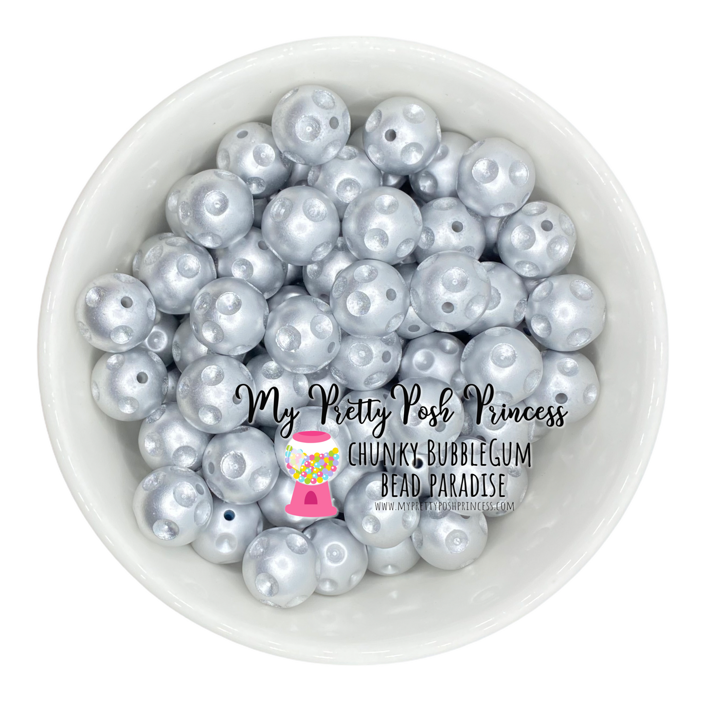 #1003 - 20mm Silver Polka Dot Acrylic Beads (1 Count)