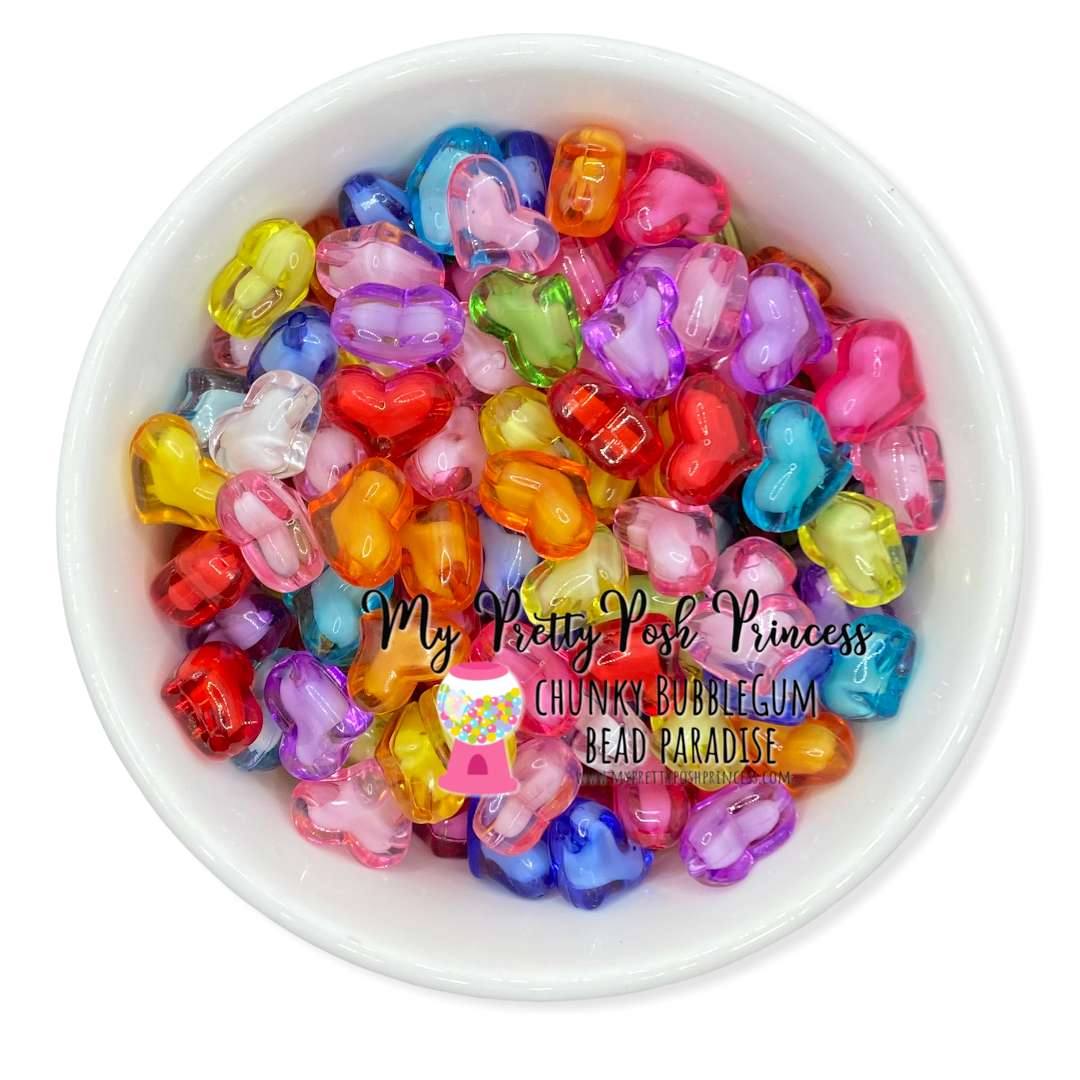 K- 510- 22mm Heart Mixed (Clear) 100 Count Beads