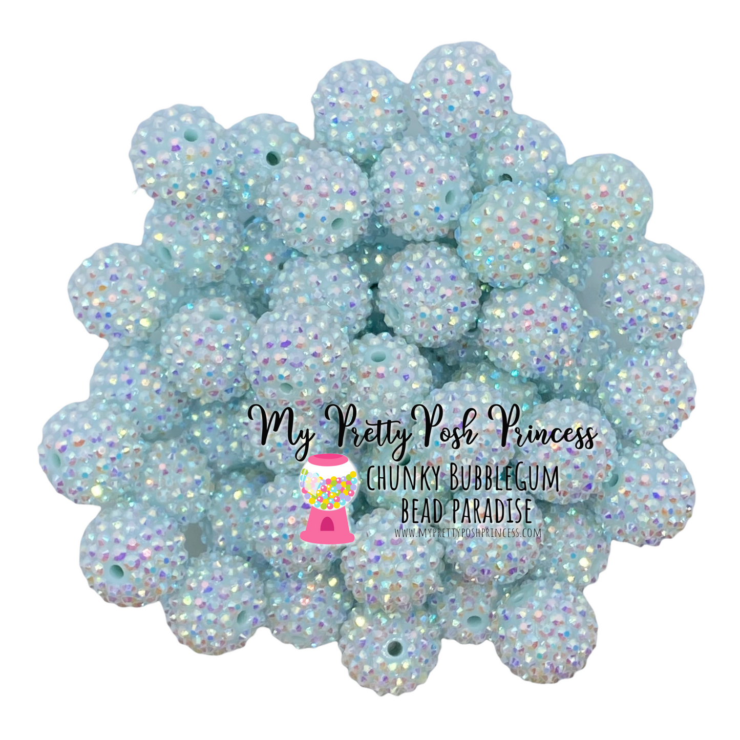 #1145 - 20mm Light Blue AB Rhinestone Beads (1 Count)