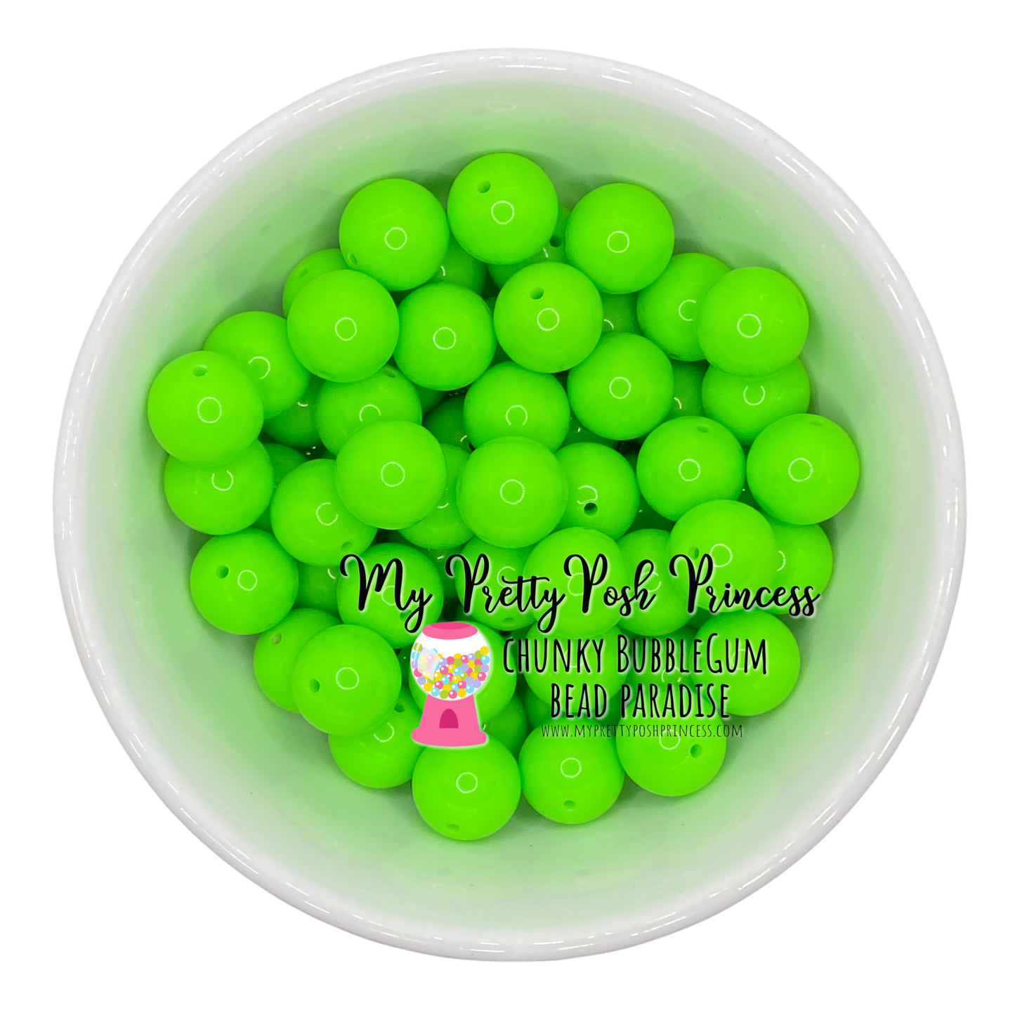 #365 - 20mm Neon Lime Solid Acrylic Beads (1 Count)