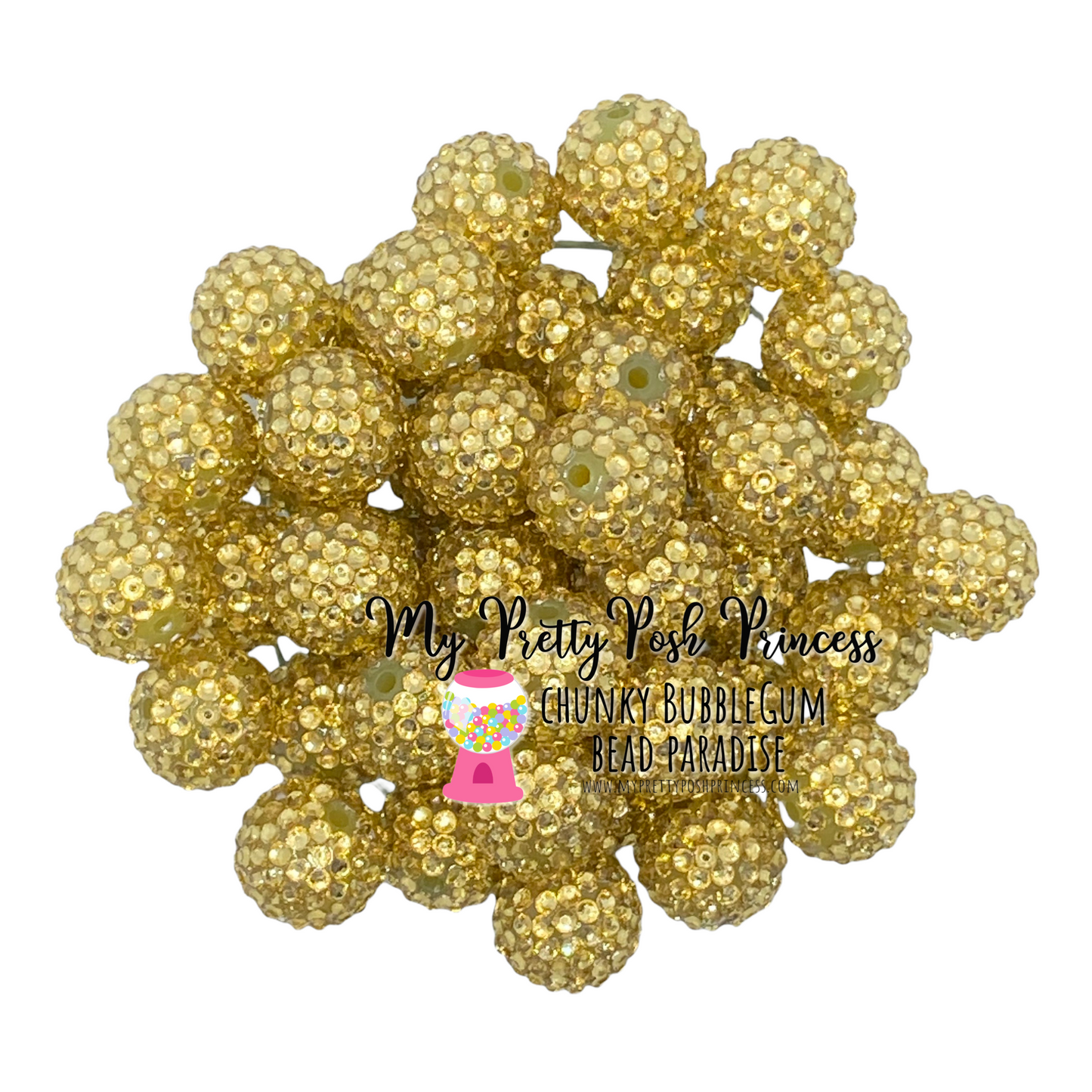 #1093 - 20mm Yellow Gold Rhinestone Beads (1 Count)