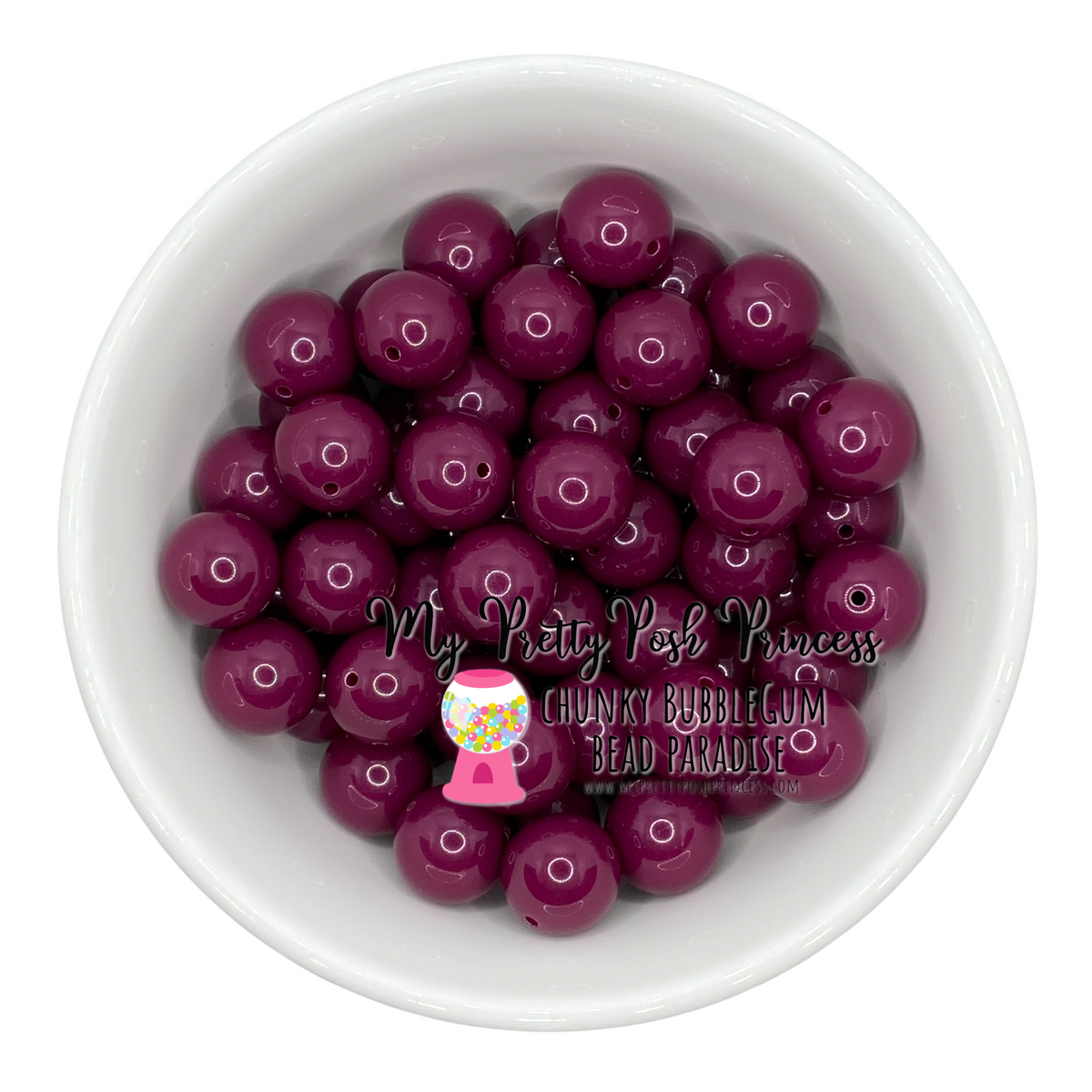 #19 - 12mm Plum Solids Chunky Bubble Gum Acrylic Beads (20 Count)
