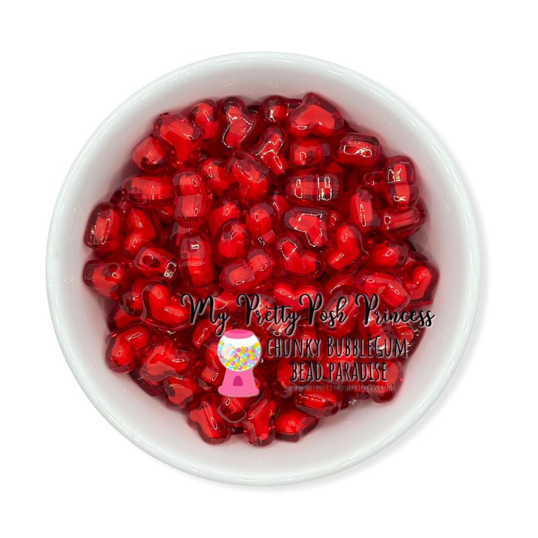 #954 - 22mm Red Hearts Acrylic Beads (1 Count)